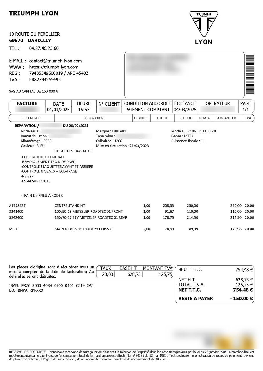 Photo TRIUMPH BONNEVILLE