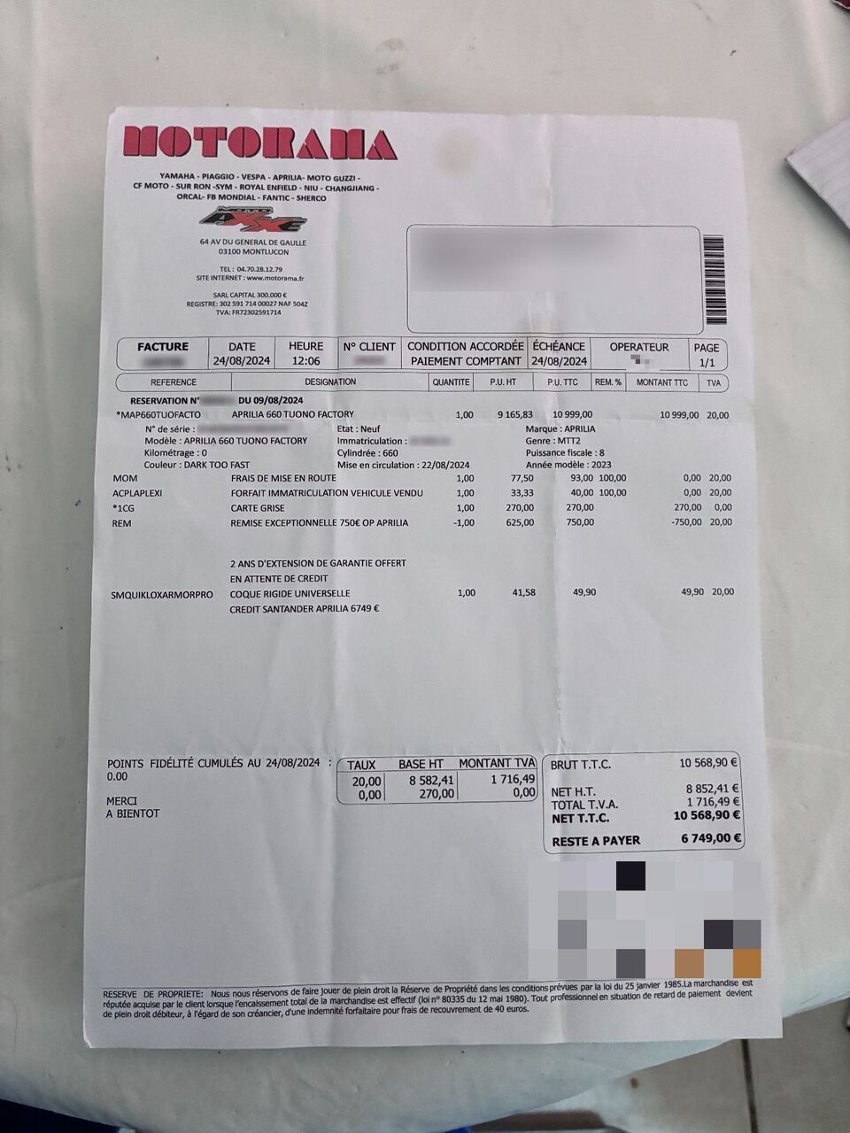 Photo APRILIA TUONO 660