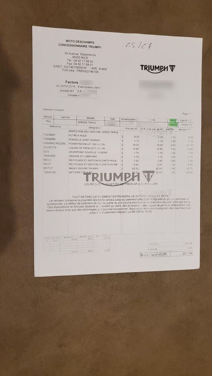 Photo TRIUMPH SPEED TRIPLE